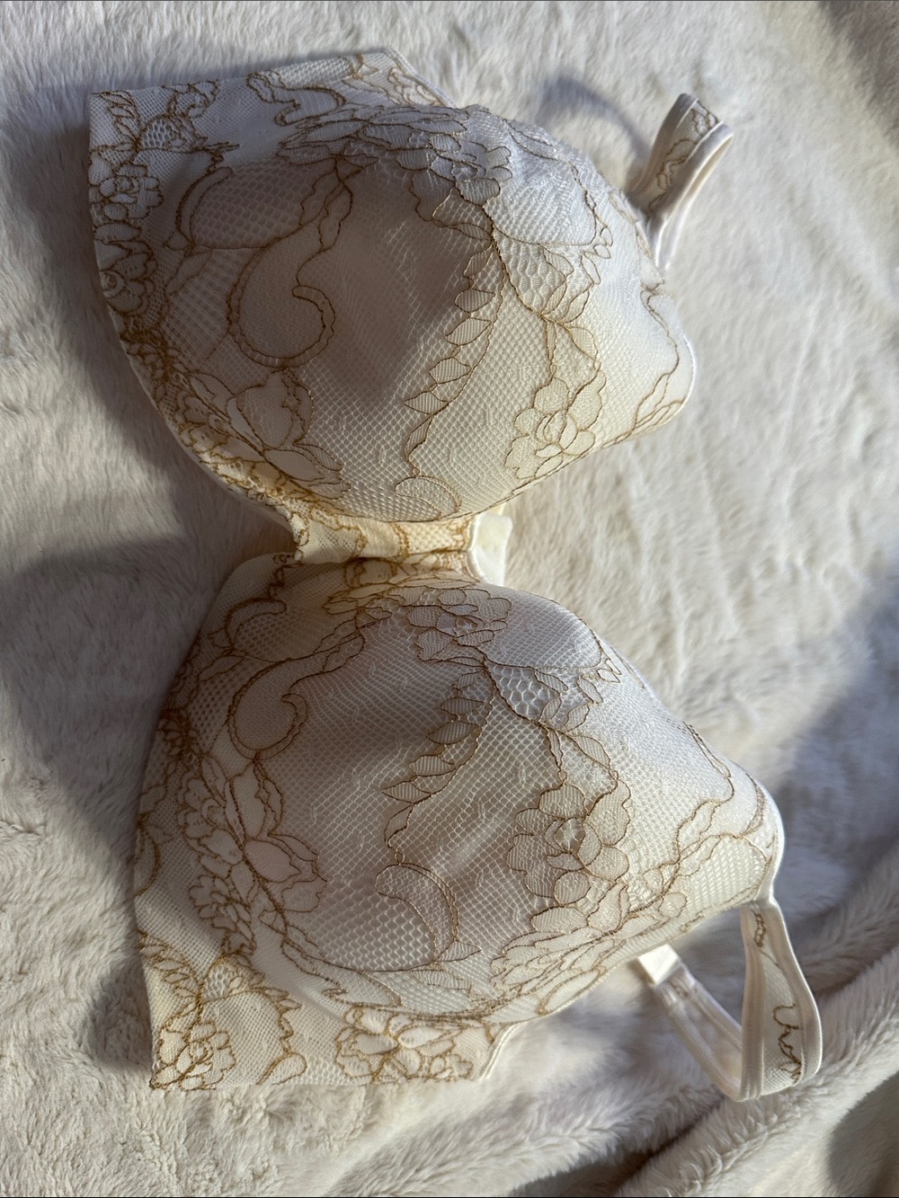 Cacique Ivory Bra with Gold Lace Overlay